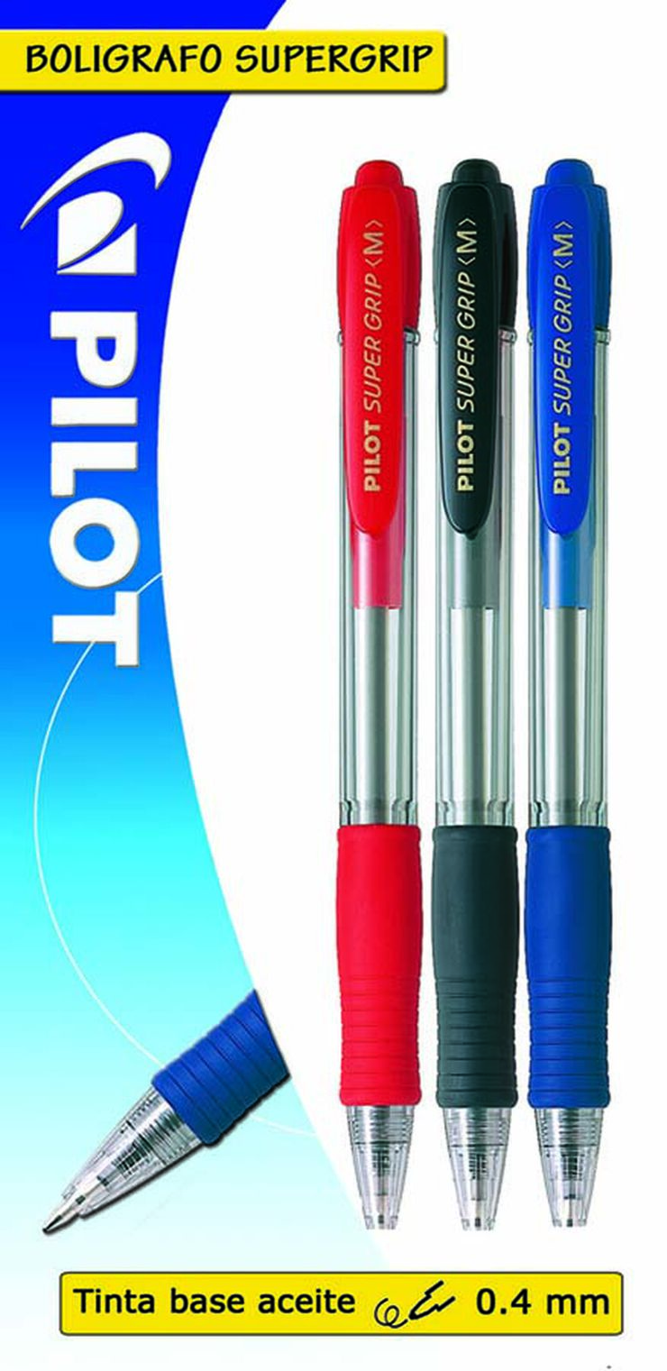 Bolígrafos Pilot Supergrip negro/azul/rojo 3 colores