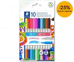 Retoladors Staedtler doble punta bicolor 10 colors