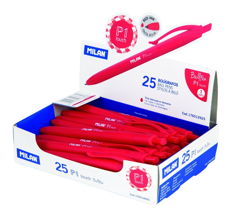 Bolígrafos Milan P1 Touch rojo 25u