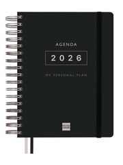 Agenda Finocam Tempus 1/4 día/pág cas 2026 negro