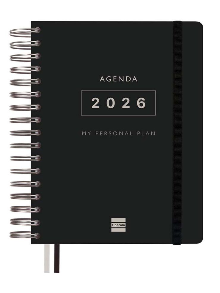 Agenda Finocam Tempus 1/4 día/pág cas 2026 negro