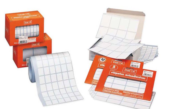 Rollo de etiquetas adhesivas Ineta 53x100mm blanco