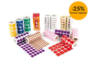 Gomets Cuadrado medio 15mm rollo azul