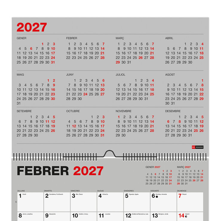 Calendario Miquelrius Pared A4 Catal&aacute;n Chromatic 2027 Multicolor