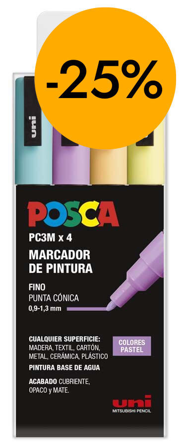 Retoladors Posca PC-3M 0,9-1,3mm pastel 4 colors