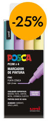 Rotuladores Posca PC-3M 0,9-1,3mm pastel 4 colores