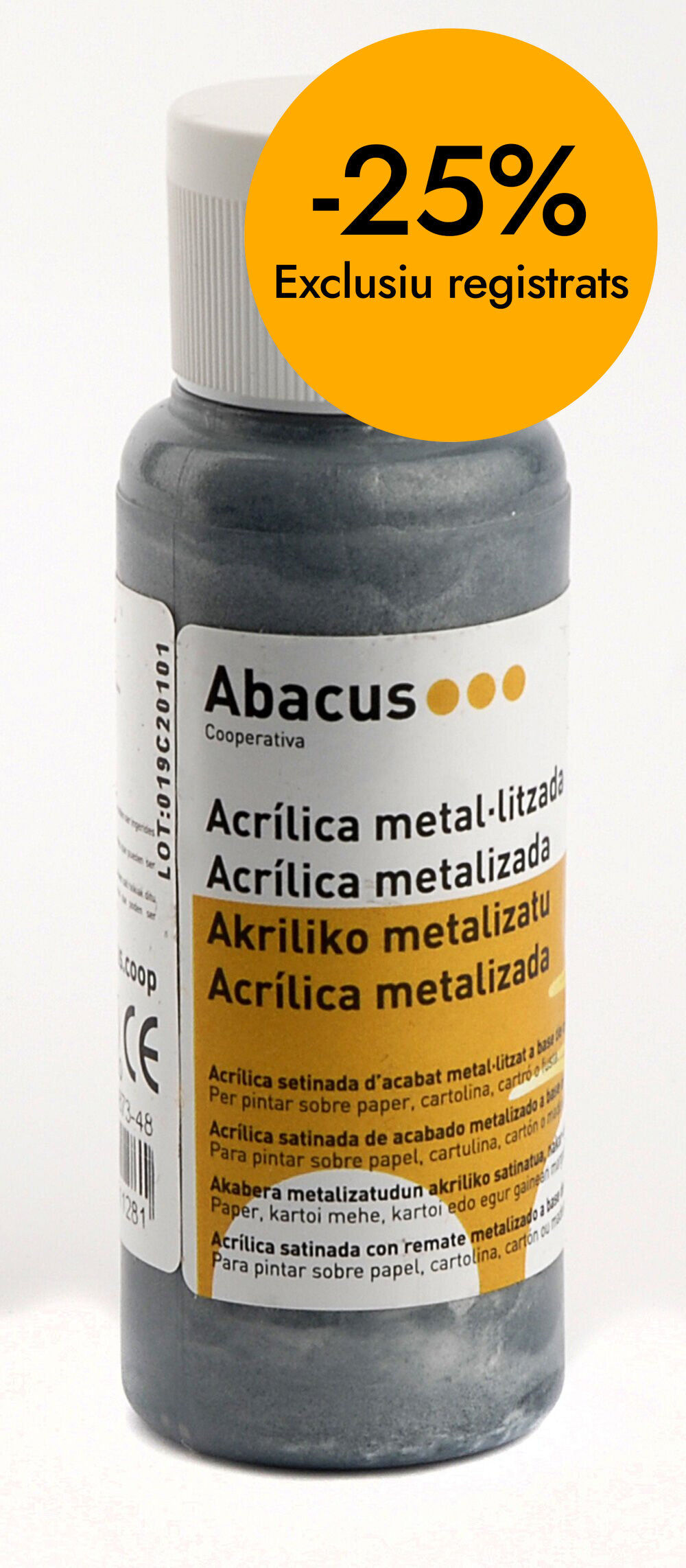 Pintura acr&iacute;lica Abacus 80ml plata