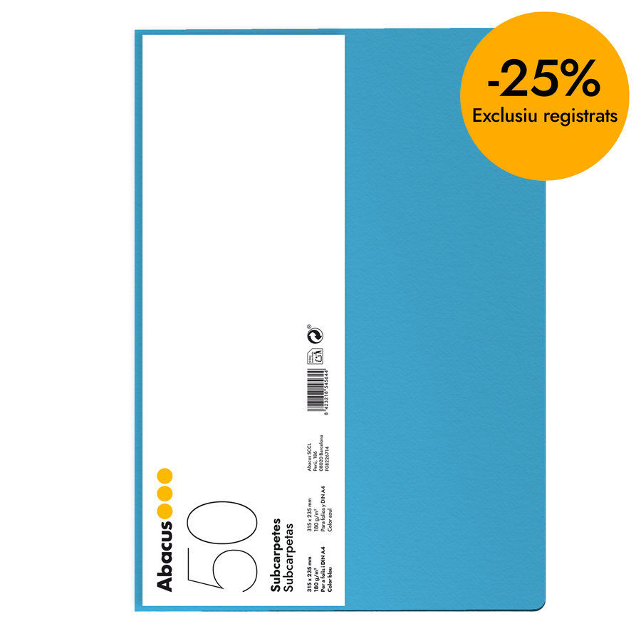 Subcarpeta Abacus A4 180g azul 50u