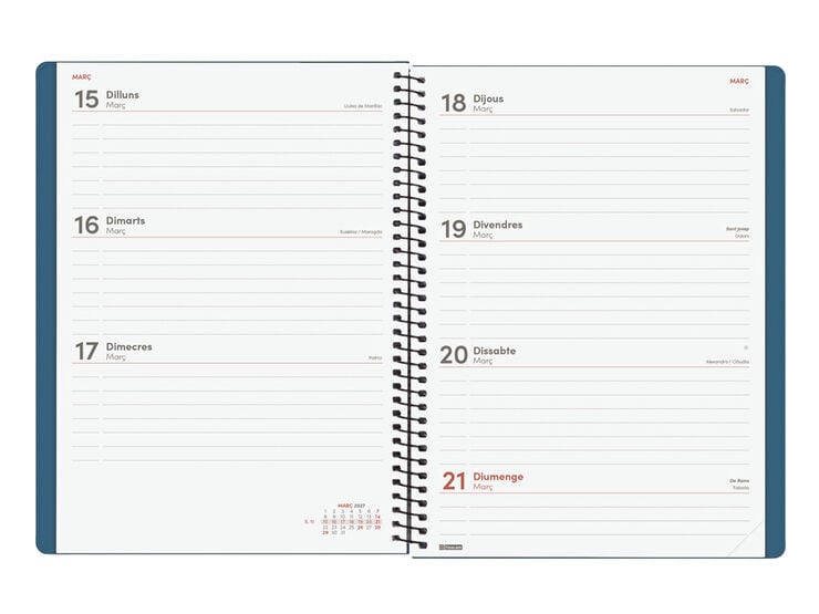 Agenda Finocam My Semana Vista Horizontal 2027 Catal&aacute;n Azul