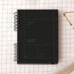 Agenda Miquelrius Plus Wire-O Dia P&agrave;gina Multiling&uuml;e 2027 Negre