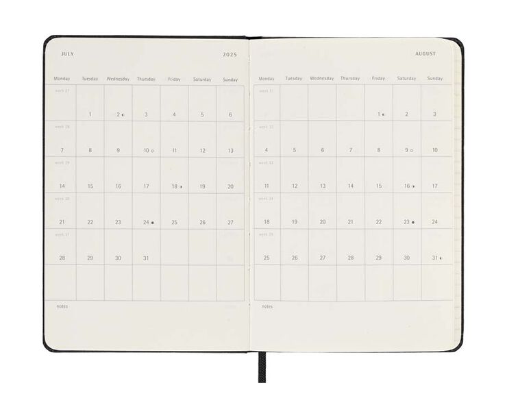 Agenda Moleskine 12m sem/vista 2025 horizontal Pocket negro