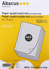 Paper Abacus A4 quadriculat 4x4. 500 fulls