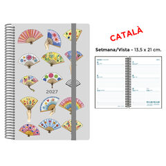 Agenda Espiral Finocam 13,5x21 cm Catal&aacute;n Semana Vista 2027 Abanicos