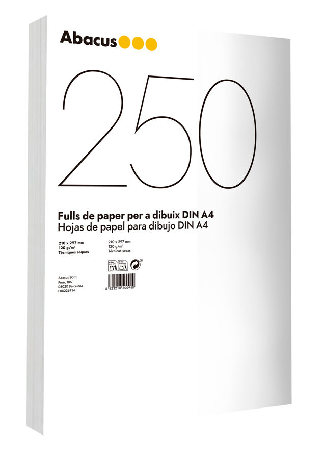 Papel para dibujo Abacus A4 120g 250 hojas