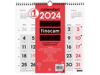 Calendario pared Finocam Números grande 30X30 2024 cat