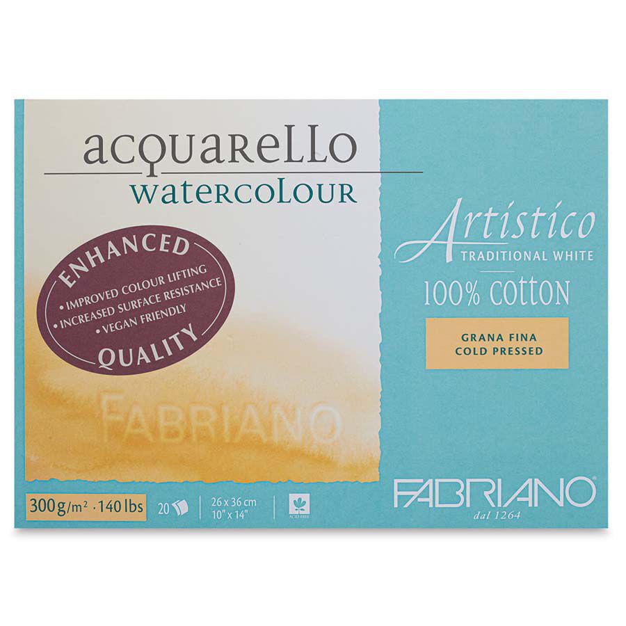 Bloc Acuarela Artistico Fabriano 100% algod&oacute;n 26x36cm 300g