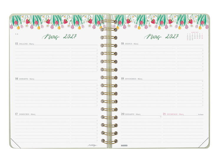 Agenda Finocam Marta BGE Semana Vista Horizontal 2027 Catal&aacute;n Azul