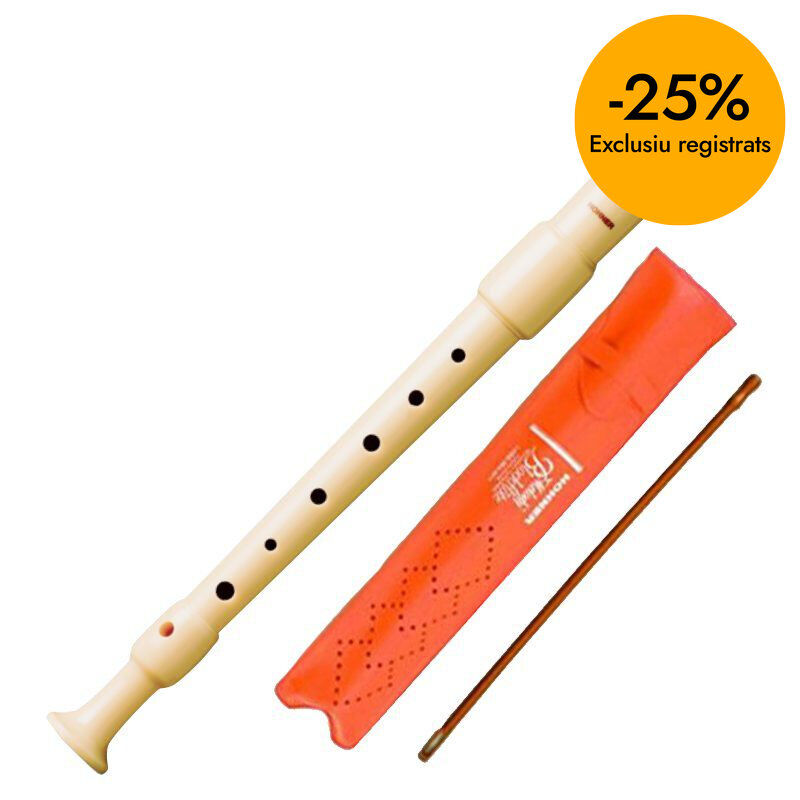 Flauta soprano con limpiador y funda naranja