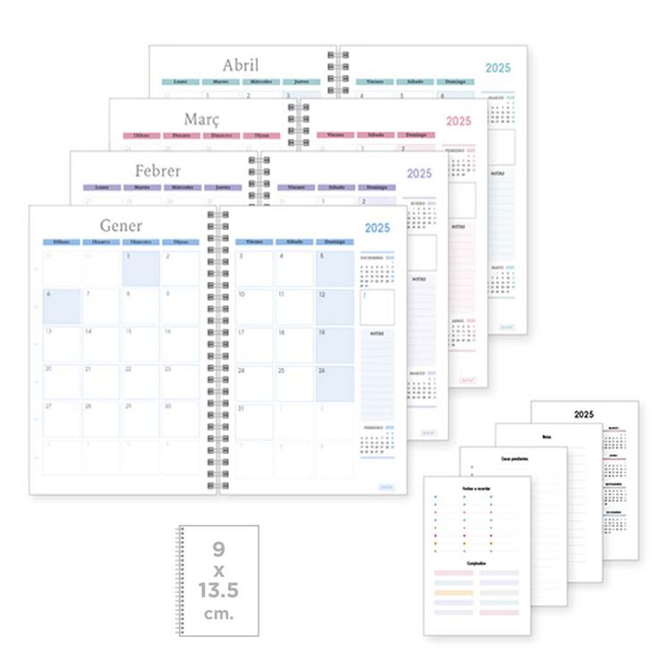 Calendari butxaca espiral Senfort