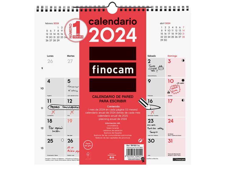 Calendario pared Finocam Escribir 30X30 2024 cas