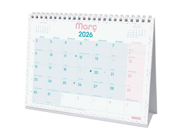 Calendario sobremesa Finocam Chic Escribir 2026 catalán turquesa