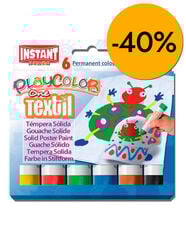 T&eacute;mpera Playcolor One Textil 6u + pluma Misha