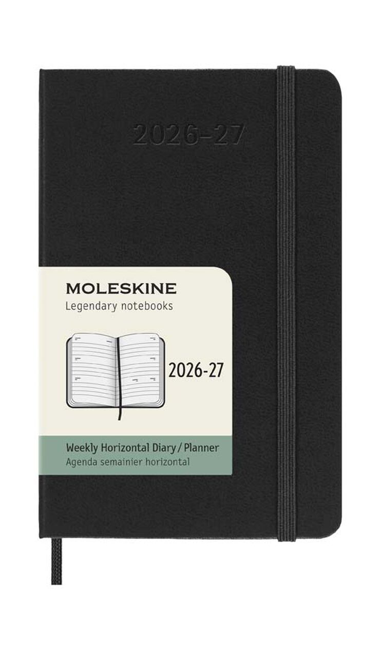 Agenda Moleskine 18 meses horizontal sem/vista P tapa dura negro