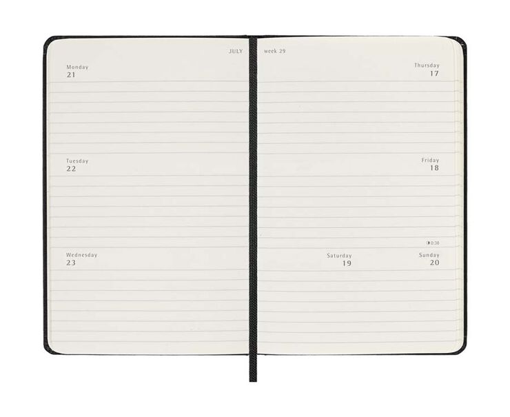 Agenda Moleskine 12m sem/vista 2025 horizontal Pocket negro