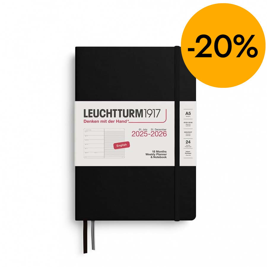 Agenda Planner 18 mesos Leuchtturm A5 setm/vista 2026 negre