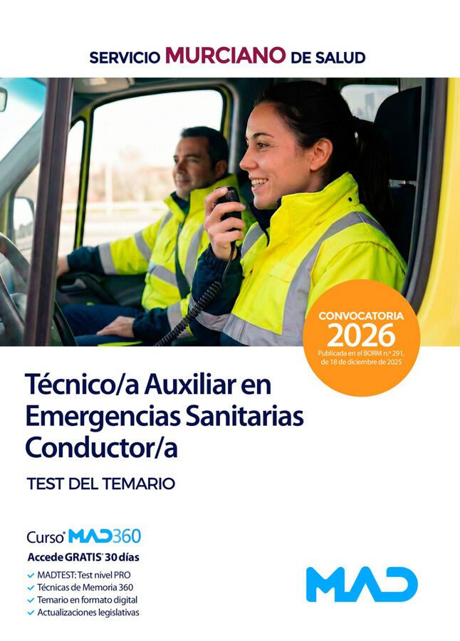T&eacute;cnico Auxiliar en Emergencias Sanitarias/Conductor del Servicio Murciano de Salud. Test del temario