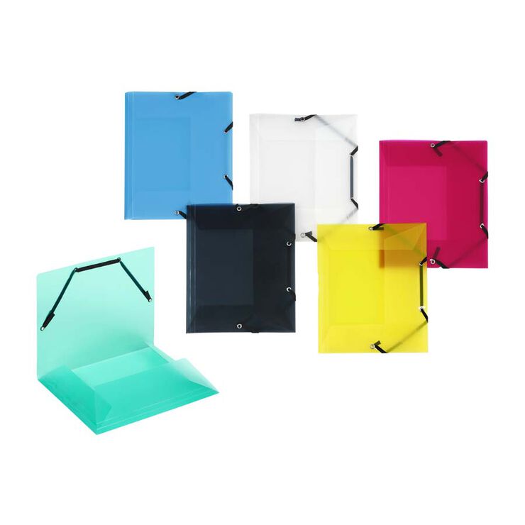 Carpeta gomas 3 solapas A5 PP colores surtidos