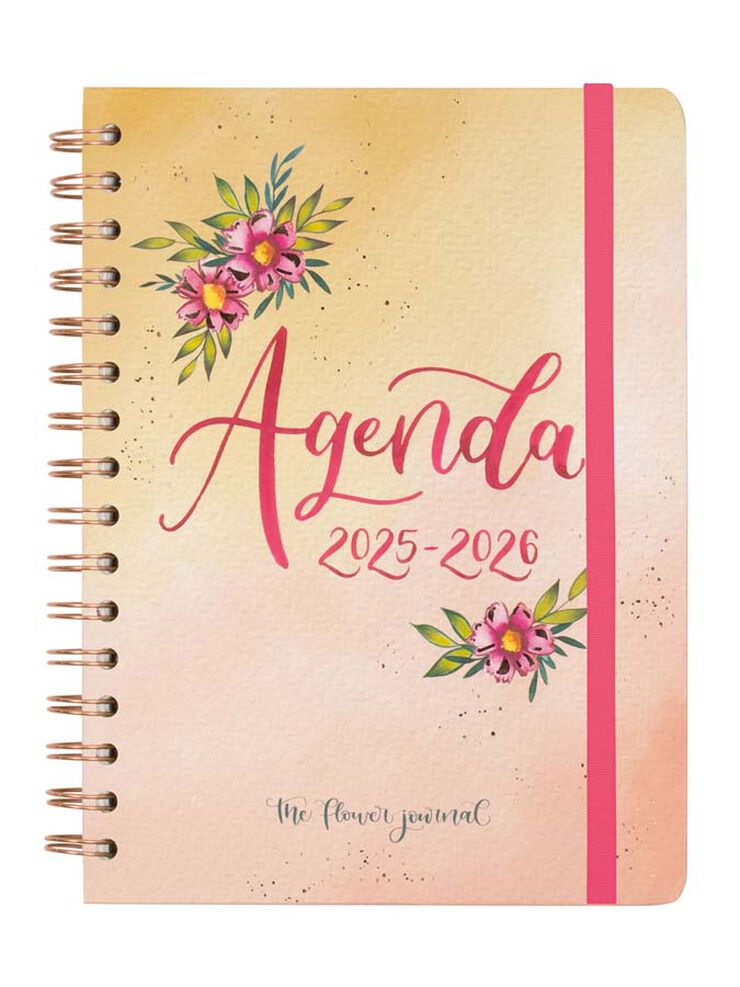 Agenda Finocam escolar The Flower Journal E10 setm/vista cas 2025-26 rosa