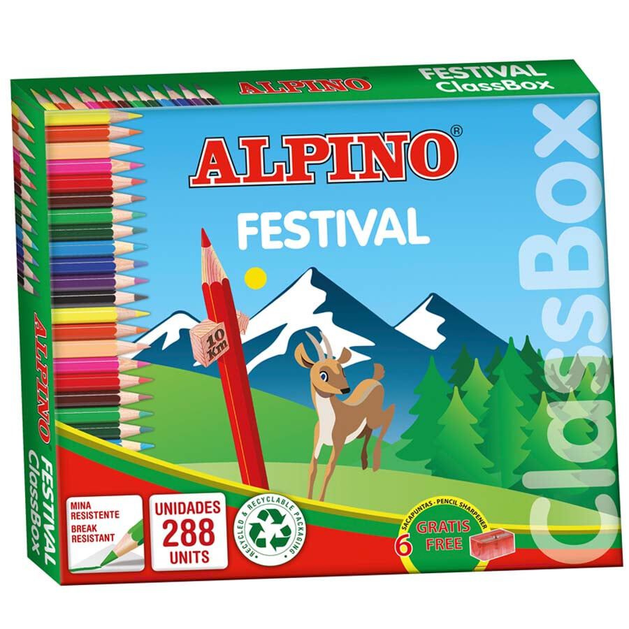 L&aacute;pices de colores Alpino Festival 288u caja escolar
