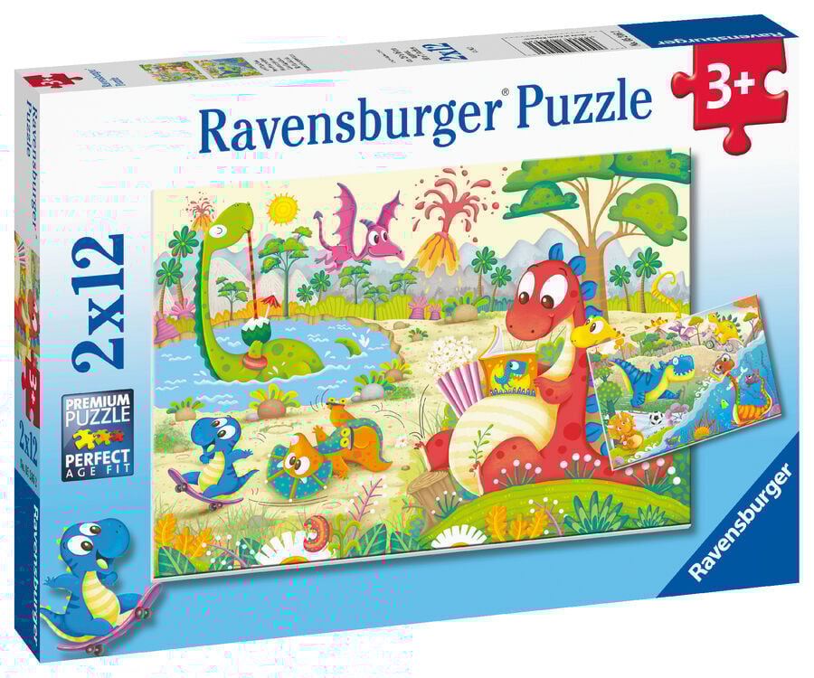 Puzle 2x12 peces DiNosaures jugant