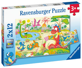 Puzle 2x12 piezas DiNosaurios jugant