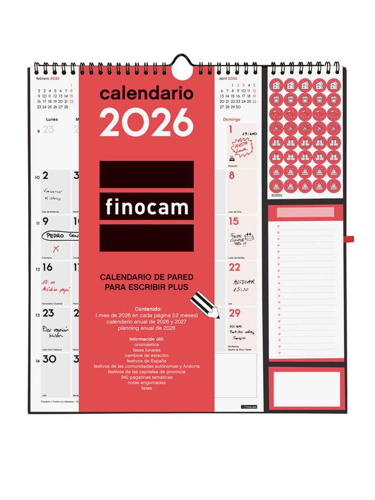 Calendario pared Finocam Escribir Plus 2026 castellano