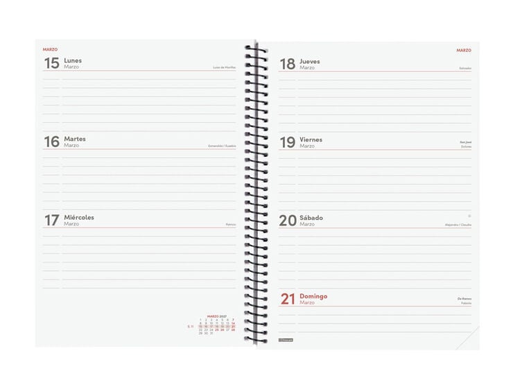 Agenda Finocam Year Setmana Vista Horitzontal 2027 Castell&agrave; Negre