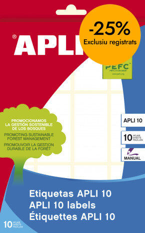 Etiquetas adhesivas Apli 26x54 10 hojas