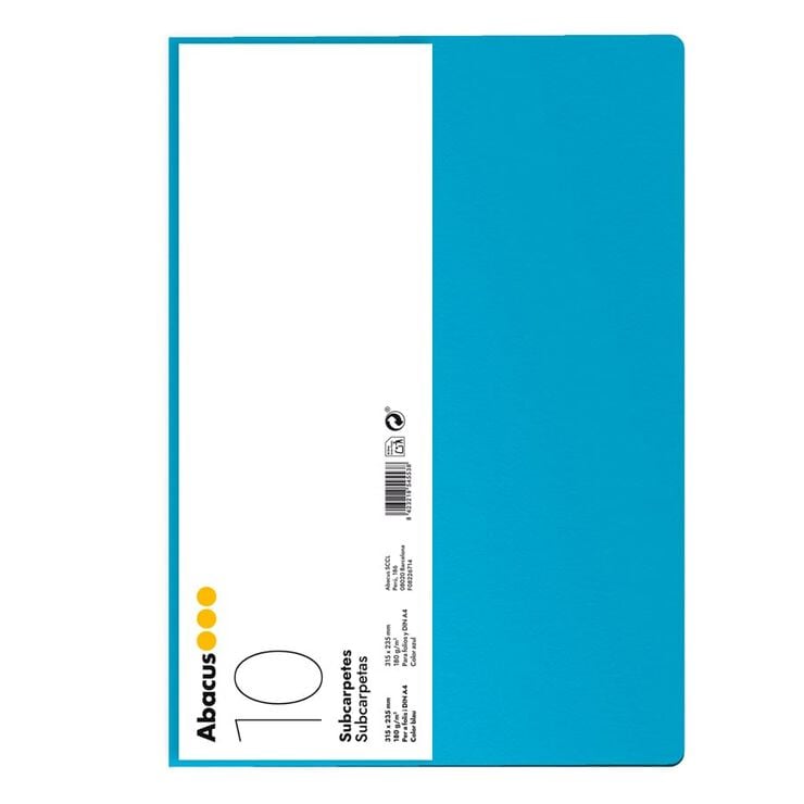 Subcarpeta Abacus A4 180g azul 10u