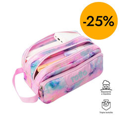 Estuche 3 cremalleras Totto Glitter Shinyheart