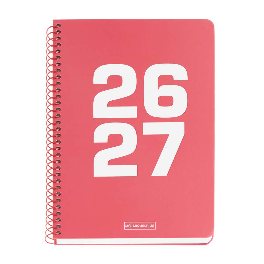 Agenda Escolar Miquel Rius Espiral Plus sem/vista multiling&uuml;e 2026-2027 Basic coral