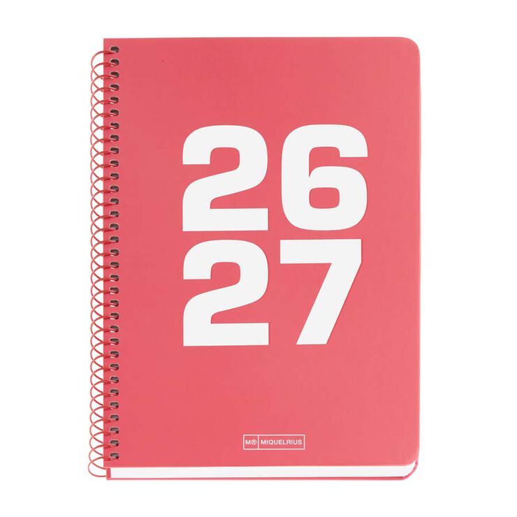 Agenda Escolar Miquel Rius Espiral Plus sem/vista multiling&uuml;e 2026-2027 Basic coral