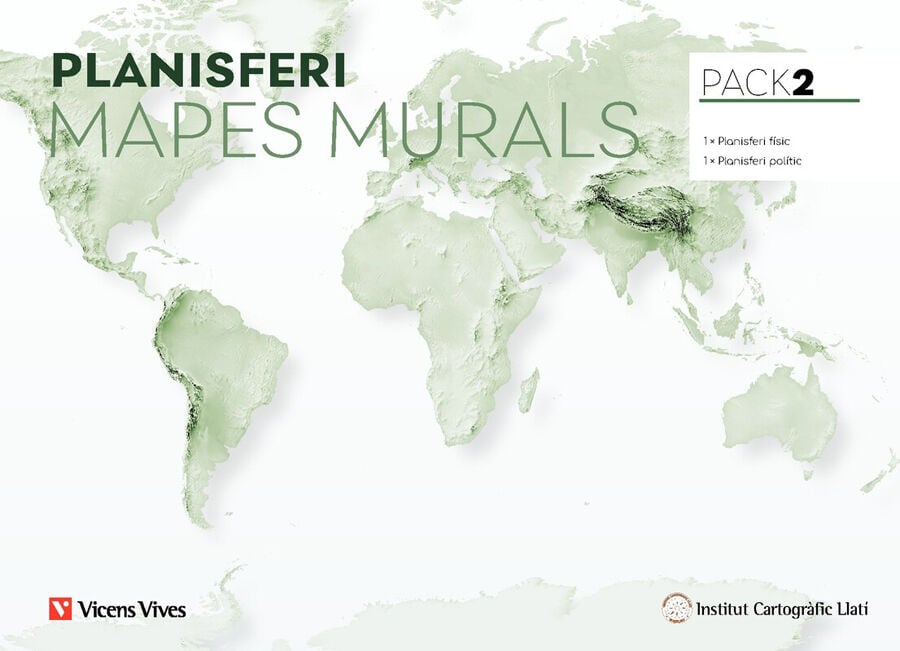 Pack 2 Mapes Murals Planisferi F&iacute;sic i Pol&iacute;tic