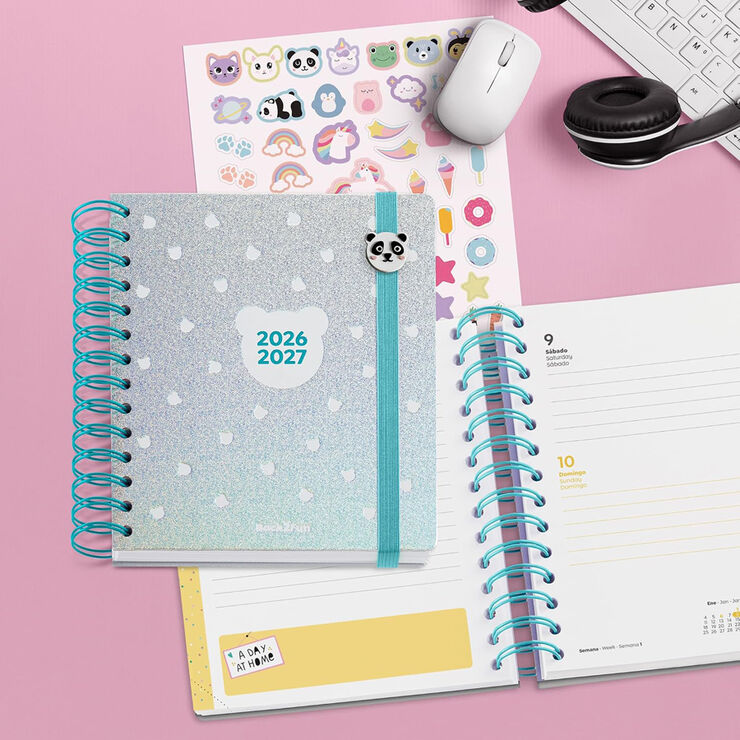 Agenda Escolar W-O B2F D/P Mult. 2026-2027 Silver Panda