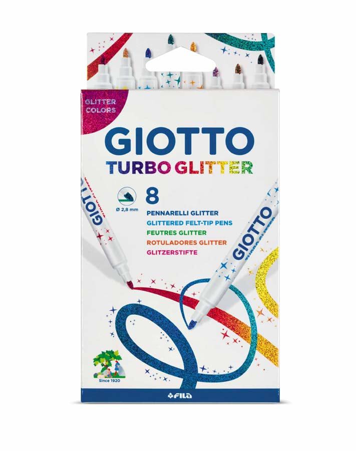 Retoladors Giotto Turbo Glitter 8 colors