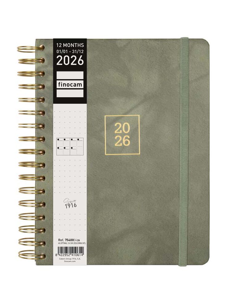 Agenda Finocam Optimal 1/4 sem/vista horizontal mult 2026 Emma