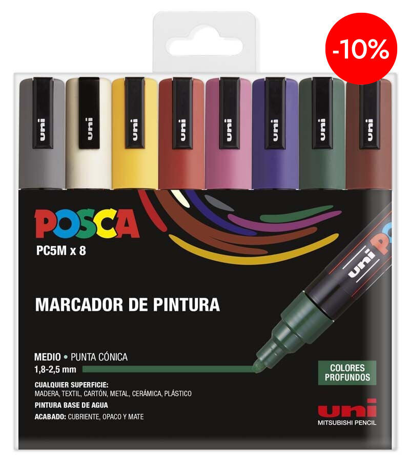 Rotuladores Posca PC-5M 1,8-2,5mm oscuros 8 colores