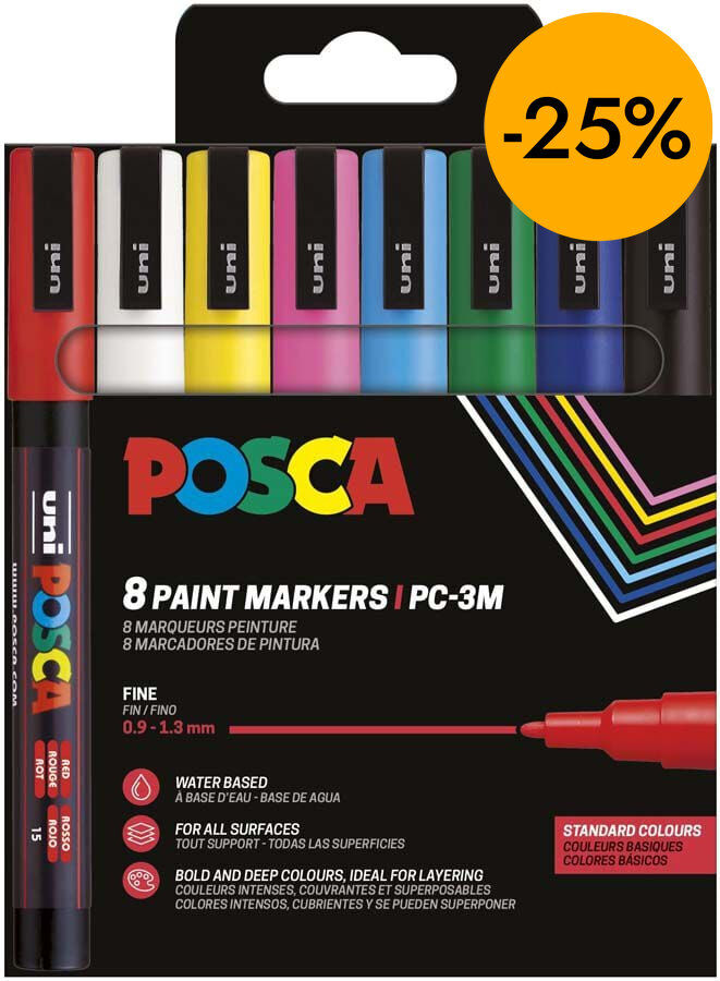 Rotuladores Posca PC-3M 0,9-1,3mm Basics 8 colores