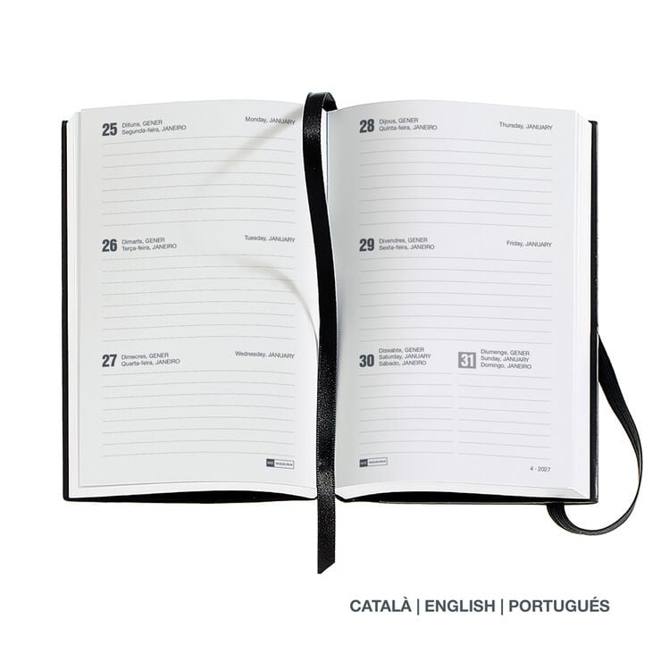 Agenda Miquelrius Passport Setmana Vista Catal&agrave; 2027 Chester Negre