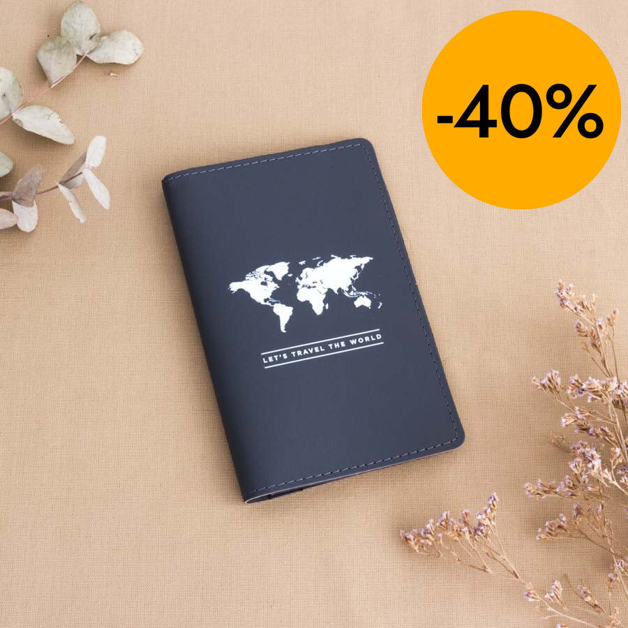 Porta pasaporte Miss Wood Vacavaliente gris